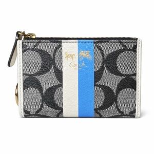 Coach Black and Blue Stripe Card Holder EUC